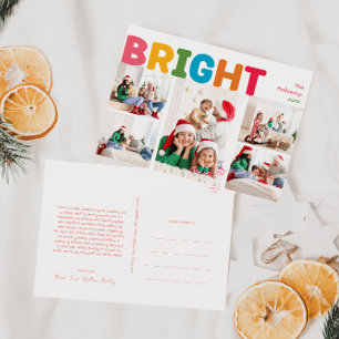 Kleurrijk Vrolijk en Helder Jaar in Review 5 Foto Feestdagenkaart