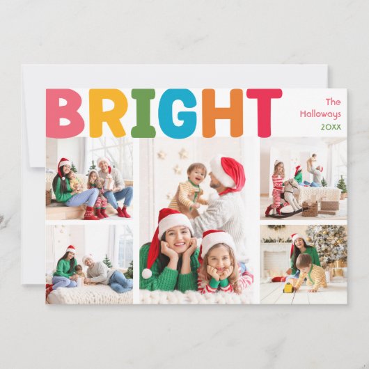 Kleurrijk Vrolijk en Helder Jaar In Review 8 Foto Feestdagenkaart (Voorkant)