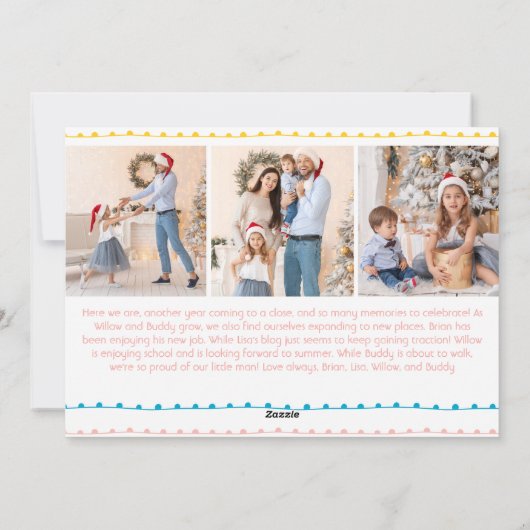 Kleurrijk Vrolijk en Helder Jaar In Review 8 Foto Feestdagenkaart (Achterkant)