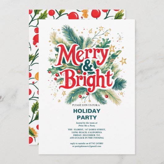 Kleurrijk vrolijk en helder kerstfeest (Voorkant / Achterkant)