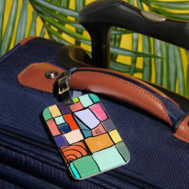 Kleurrijk, vrolijk, gastvrij, helder bagagelabel