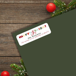 Kleurrijk Vrolijk & Helder Kerstmis Terugkeeradres Etiket