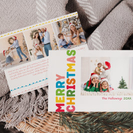 Kleurrijk vrolijk kerstjaar in Review 4 Foto Feestdagenkaart