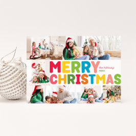 Kleurrijk vrolijk kerstjaar in Review 6 Foto Feestdagenkaart