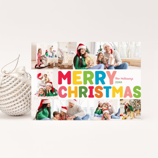 Kleurrijk vrolijk kerstjaar in Review 6 Foto Feestdagenkaart