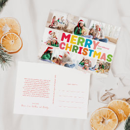 Kleurrijk vrolijk kerstjaar in Review 6 Foto Feestdagenkaart