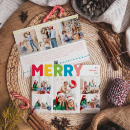 Kleurrijk vrolijk kerstjaar in Review 8 Foto Feestdagenkaart