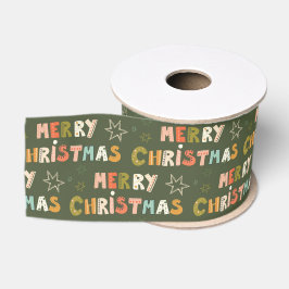 Kleurrijk vrolijk kerstscript Vakantie Grosgrain Lint