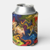 kleurrijk, vrolijk, kleurrijk + patroon, textiel blikjeskoeler (Blikje Voorkant)