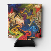 kleurrijk, vrolijk, kleurrijk + patroon, textiel blikjeskoeler (Voorkant)