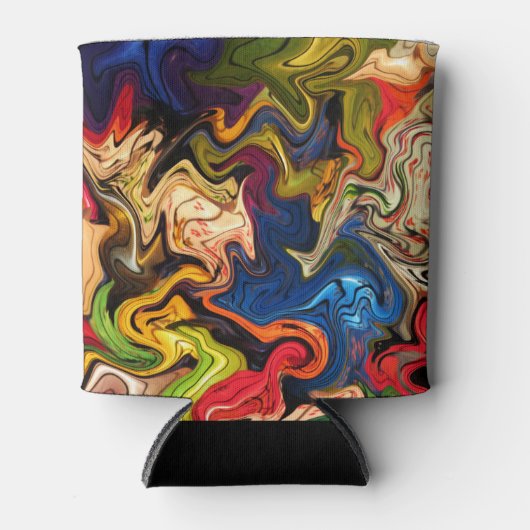 kleurrijk, vrolijk, kleurrijk + patroon, textiel blikjeskoeler (Voorkant)