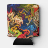 kleurrijk, vrolijk, kleurrijk + patroon, textiel blikjeskoeler (Achterkant)