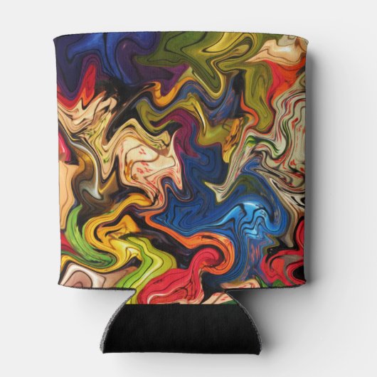 kleurrijk, vrolijk, kleurrijk + patroon, textiel blikjeskoeler (Achterkant)