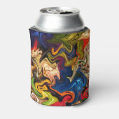 kleurrijk, vrolijk, kleurrijk + patroon, textiel blikjeskoeler (Blikje Achterkant)