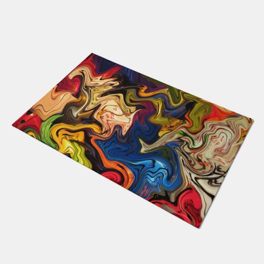 kleurrijk, vrolijk, kleurrijk + patroon, textiel deurmat (Schuin)