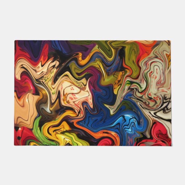 kleurrijk, vrolijk, kleurrijk + patroon, textiel deurmat (Voorkant)