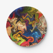 kleurrijk, vrolijk, kleurrijk + patroon, textiel papieren bordje (Voorkant)