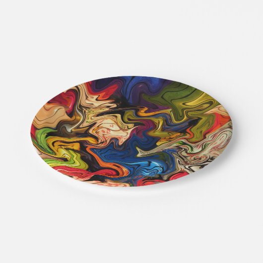 kleurrijk, vrolijk, kleurrijk + patroon, textiel papieren bordje (Gekanteld)