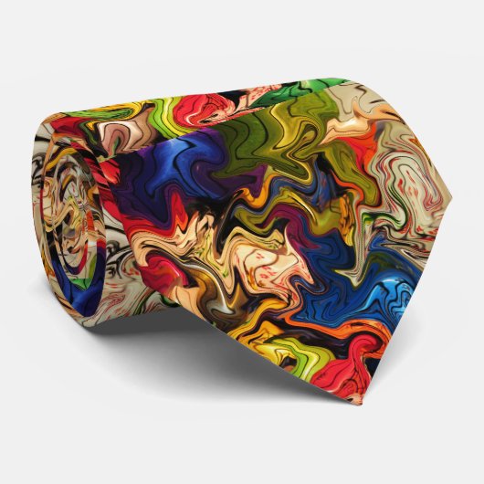 kleurrijk, vrolijk, kleurrijk + patroon, textiel stropdas (Opgerold)
