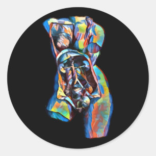 kleurrijk vrouw menselijk anatomie lichaam abstrac ronde sticker