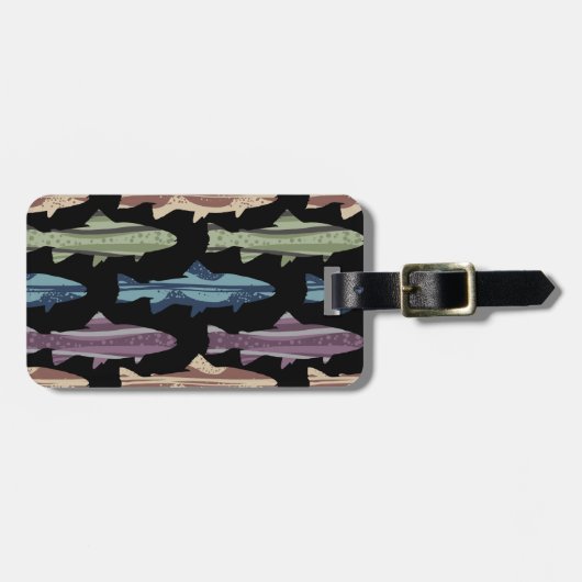 Kleurrijk vun forel vispatroon bagagelabel (Voorkant horizontaal)
