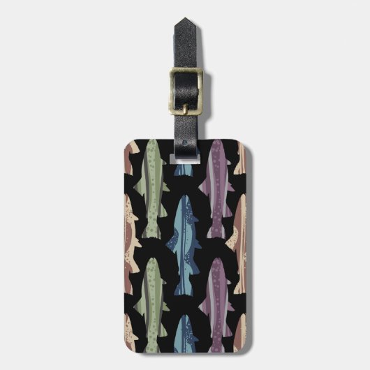 Kleurrijk vun forel vispatroon bagagelabel (Voorkant verticaal)