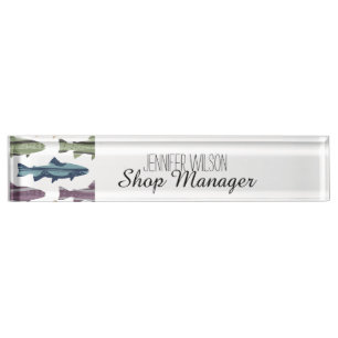 Kleurrijk vun forel vispatroon naambordje