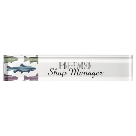 Kleurrijk vun forel vispatroon naambordje (Voorkant)