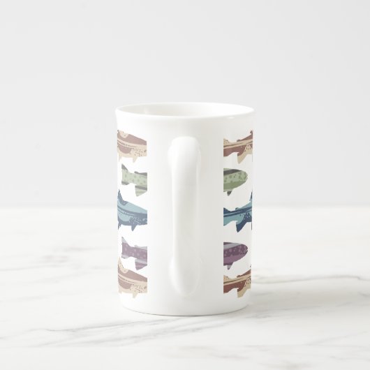 Kleurrijk vun forel vispatroon porselein kop (Achterkant)