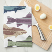Kleurrijk vun forel vispatroon theedoek (Quarter Fold)