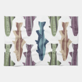 Kleurrijk vun forel vispatroon theedoek (Horizontaal)