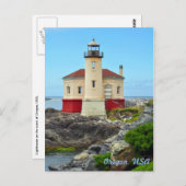 Kleurrijk vuurtoren en briefkaart van het oceaanla (Voorkant / Achterkant)