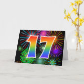 Kleurrijk Vuurwerk + Gebeurtenis van de regenboog Kaart (Gele Bloem)