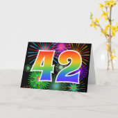 Kleurrijk Vuurwerk + Gebeurtenis van de regenboog Kaart (Gele Bloem)