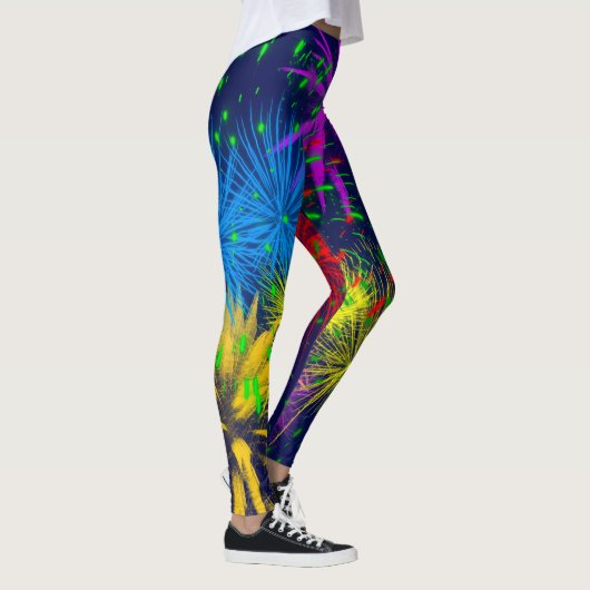 Kleurrijk vuurwerk grappig uniek leggings (Rechts)