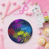 Kleurrijk vuurwerk grappig uniek papieren bordje (Feest)