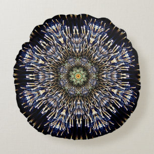 Kleurrijk Vuurwerk Mandala Rond Kussen