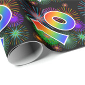 Kleurrijk vuurwerk + regenboogpatroon "10" Event # Cadeaupapier (Rol Hoek)