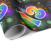 Kleurrijk vuurwerk + regenboogpatroon "13" Event # Cadeaupapier (Rol Hoek)