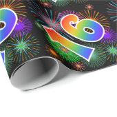 Kleurrijk vuurwerk + regenboogpatroon "16" Eveneme Cadeaupapier (Rol Hoek)
