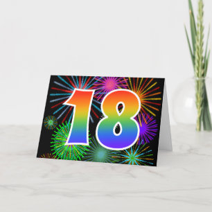 Kleurrijk Vuurwerk + Regenboogpatroon "18" Eveneme Kaart