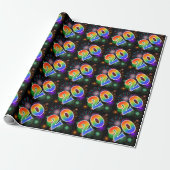 Kleurrijk vuurwerk + regenboogpatroon "20" Event # Cadeaupapier (Uitgerold)