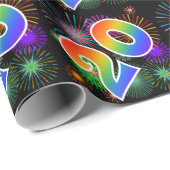 Kleurrijk vuurwerk + regenboogpatroon "20" Event # Cadeaupapier (Rol Hoek)