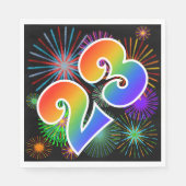 Kleurrijk vuurwerk + regenboogpatroon "23" Event # Servet (Voorkant)