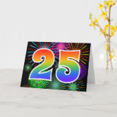 Kleurrijk vuurwerk + regenboogpatroon "25" Event # Kaart (Gele Bloem)