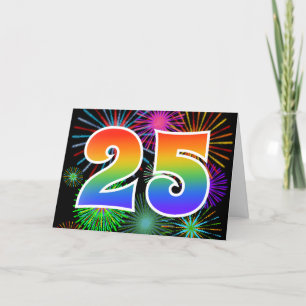 Kleurrijk vuurwerk + regenboogpatroon "25" Event # Kaart