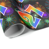 Kleurrijk vuurwerk + regenboogpatroon "27" Eveneme Cadeaupapier (Rol Hoek)