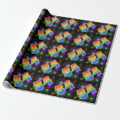Kleurrijk vuurwerk + regenboogpatroon "34" Event # Cadeaupapier (Uitgerold)
