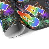 Kleurrijk vuurwerk + regenboogpatroon "34" Event # Cadeaupapier (Rol Hoek)