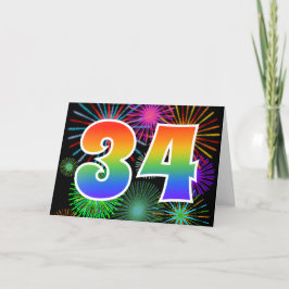 Kleurrijk vuurwerk + regenboogpatroon "34" Event # Kaart